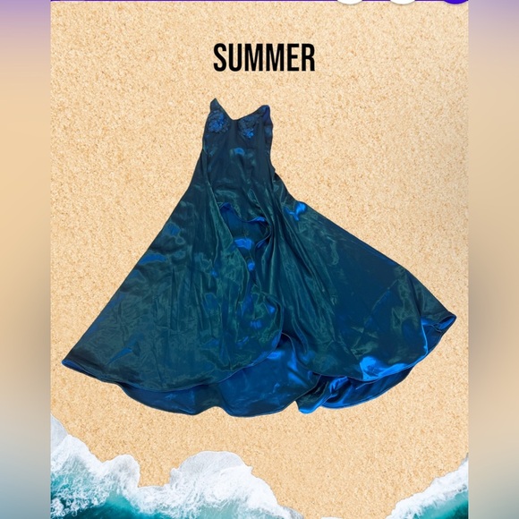 CESAR ROSARIO Ladies Blue Formal Dress Ball Gown Asimétrico Wedding Party . PROM - Picture 3 of 16